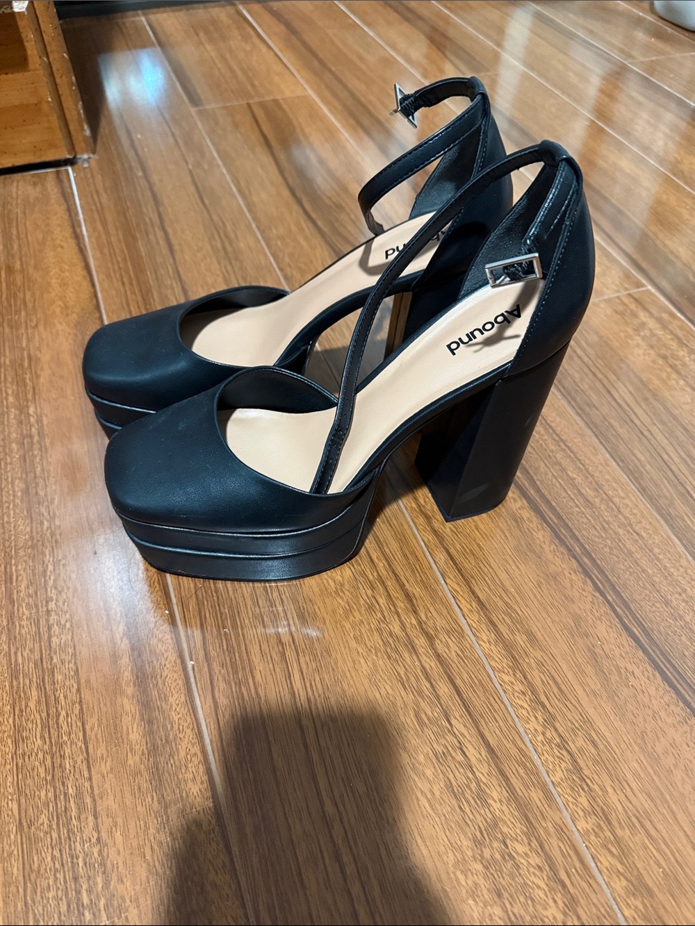 Abound Black Platform Block Heel Ankle-Strap Pumps